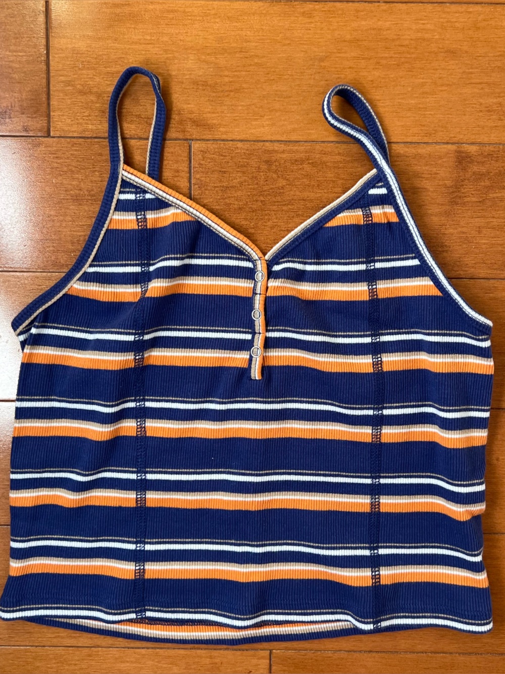 Striped Knit Tank Top in Navy, Orange & White